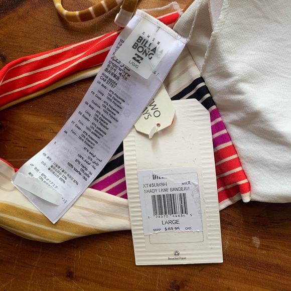 NWT Billabong Shady Lane Striped Bandeau Top - Picture 6 of 8